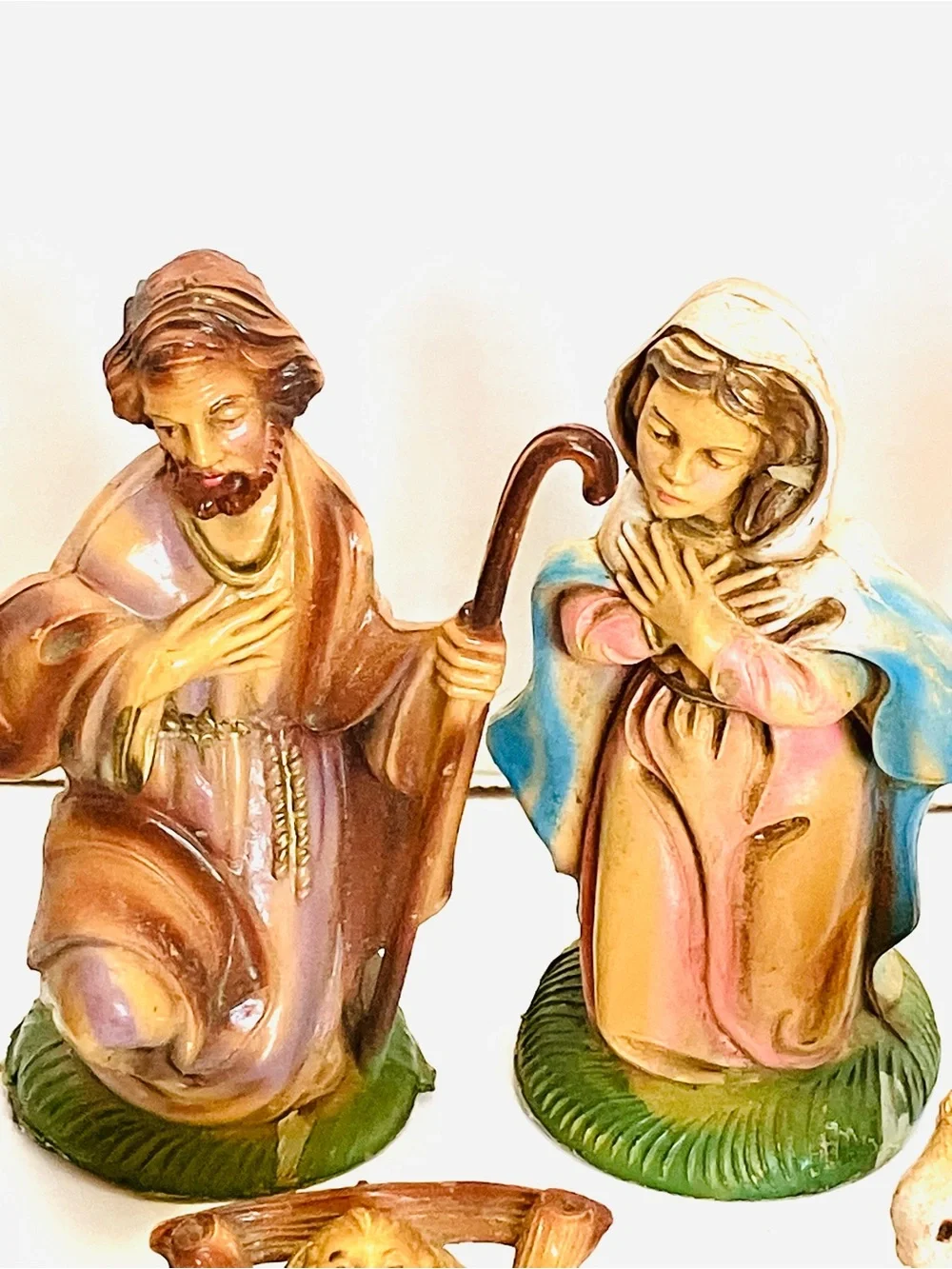 Fontanini Italy Vintage Nativity Set Figures Lot(7) Hard Plastic Minor Wear Read